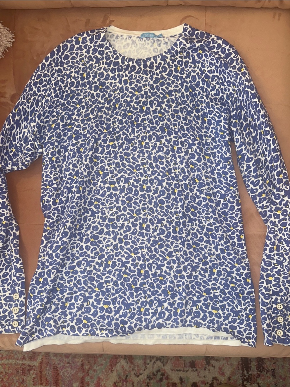 J. McLaughlin Blue Floral Leopard Print Long-Sleeve Women’s Top